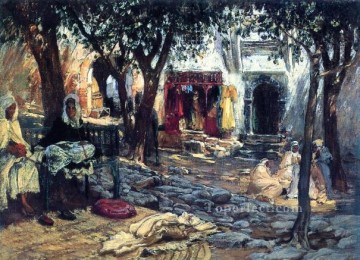 Momentos ociosos Un patio árabe Árabe Frederick Arthur Bridgman Pinturas al óleo